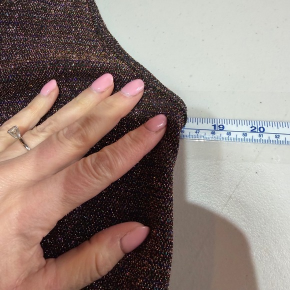 Eri + Ali Metallic Rainbow Surplice Tank Top Women S Black Glam Disco Shimmer - Picture 9 of 11